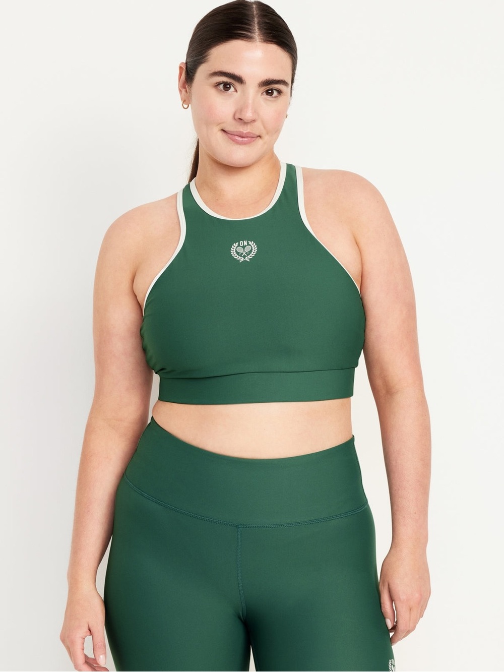High-Neck Green Sports Bra in Small with Removable Pads by Old Navy